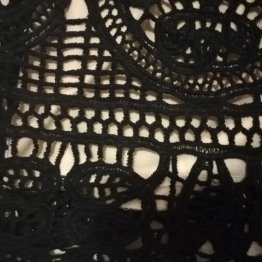 Boho Black Lace Crochet Romantic Midi Dress - Picture 7 of 7